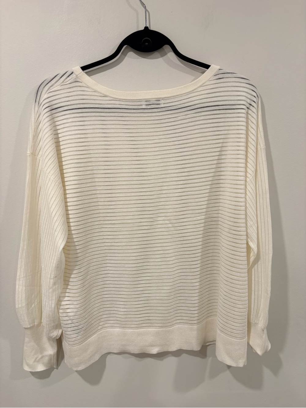 Reitmans Ivory Sheer Ribbed Dolman Sleeve Sweater Size L/G - Picture 3 of 11